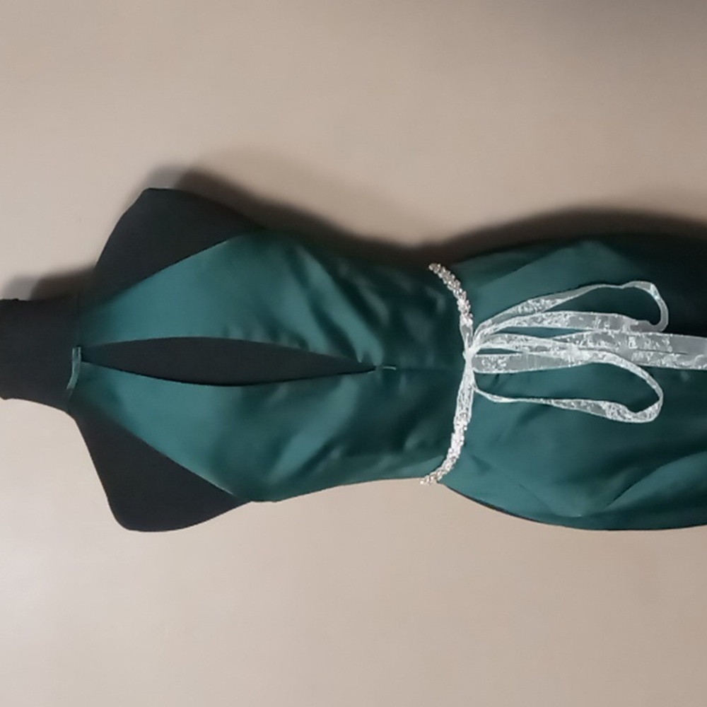 Sorella Vita Dark Green Prom/Bridesmaid Dress w Jewel/Ribbon Belt Size 4 - Picture 11 of 16